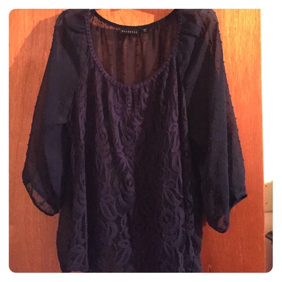 Shear navy blue top