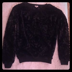 Faux fur fuzzy black sweater
