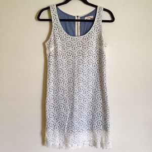 White & Carolina Blue Eyelet Dress