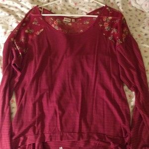 Striped and floral print long sleeved shirt