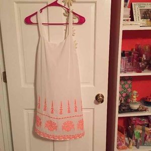 White/pink Babydoll shift tank dress never worn