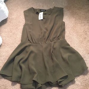 Olive green peplum top NWT