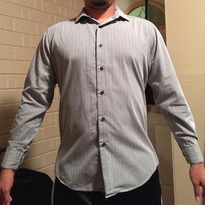 Men's light gray striped dress shirt