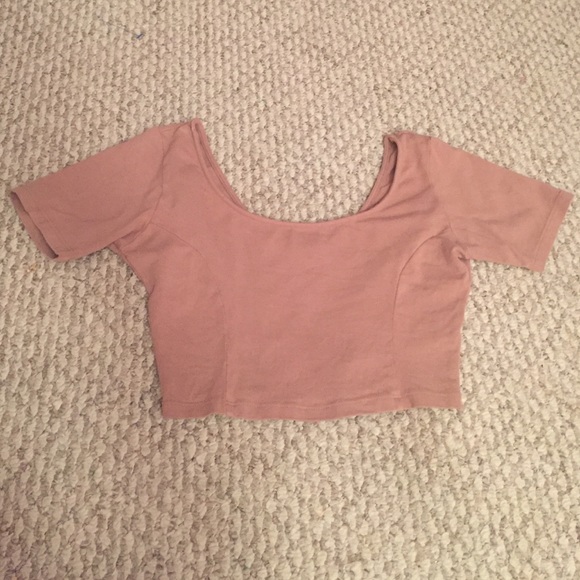 Brandy Melville Beige/Tan Short Sleeve Crop Top