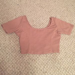 Brandy Melville Beige/Tan Short Sleeve Crop Top