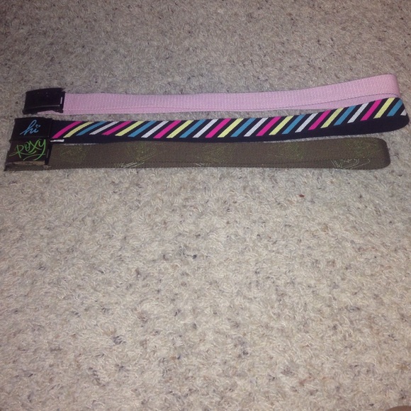 2 Roxy belts and 1 Hurley belt
