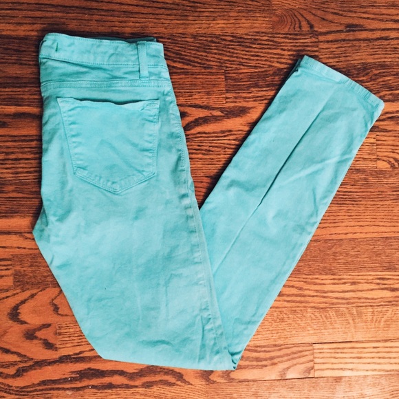 J Brand Twill Skinnies in Bright Turquoise Size 26 - Picture 1 of 2