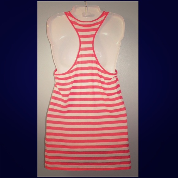 VS PINK coral and white striped tank, L