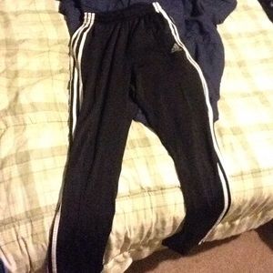 Adidas black and white war-up pants