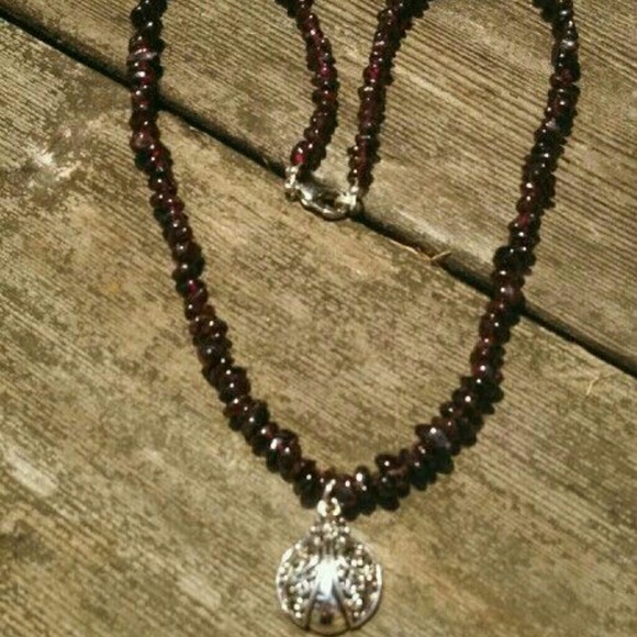 Natural garnet ladybug necklace