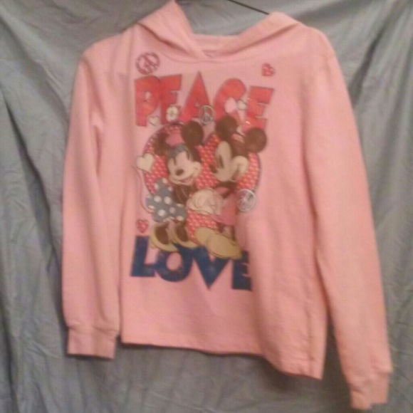 Light pink Mickey and Minnie Mouse hoodie. - Picture 1 of 2