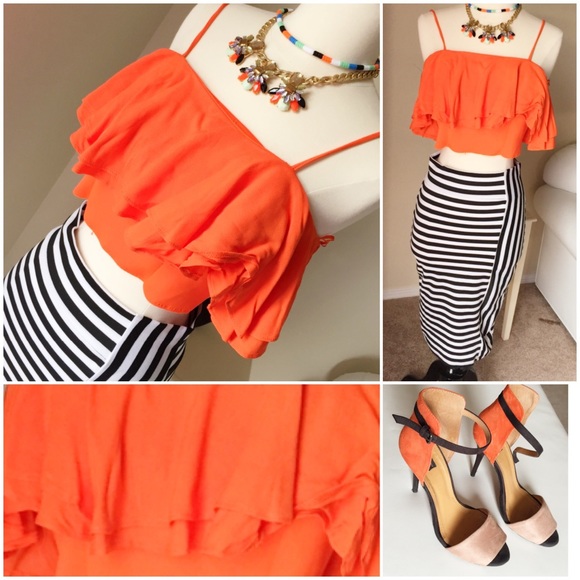 Zara Tops - Zara orange crop top [Host Pick]