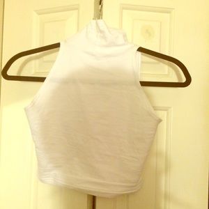 AA Cotton Spandex Sleeveless Turtleneck Crop Top