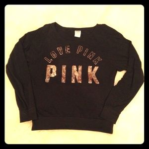 VICTORIA SECRET Oversized Black & Gold Longsleeve