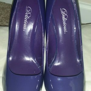 Patent Purple leather Peep toe heels