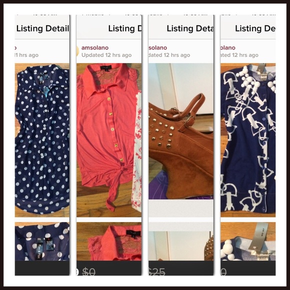 Bundle of 2 tops, tan wedges and sweater