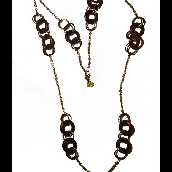 💝Antique Brass and Wooden Rings Necklace 💝