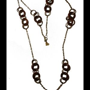 💝Antique Brass and Wooden Rings Necklace 💝