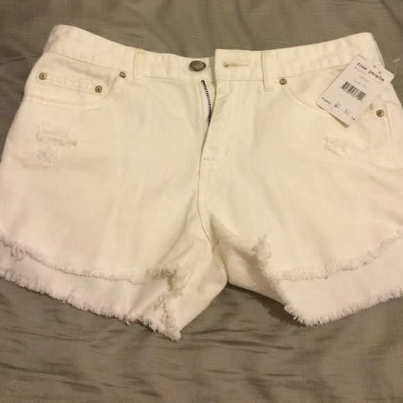 White Free People denim shorts