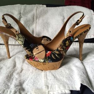 Guess floral sling back heels