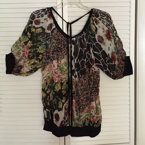 Sheer printed pretty floral blouse