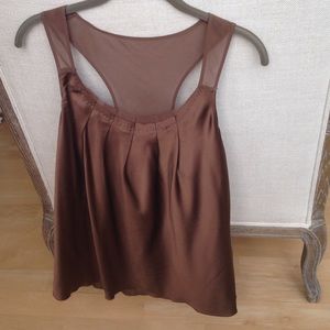 Club Monaco Choco brown silk racerback top