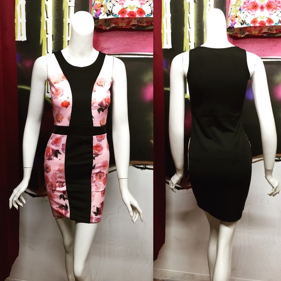 Sexy black dress with flower sides.