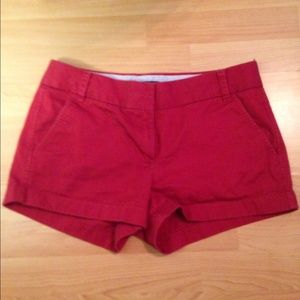 Red J crew shorts