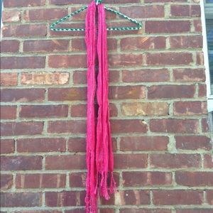 Pink scarf with fringe ends