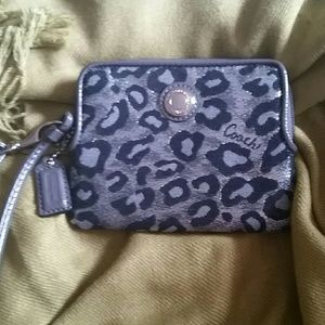 Coach gray leopard wristlet