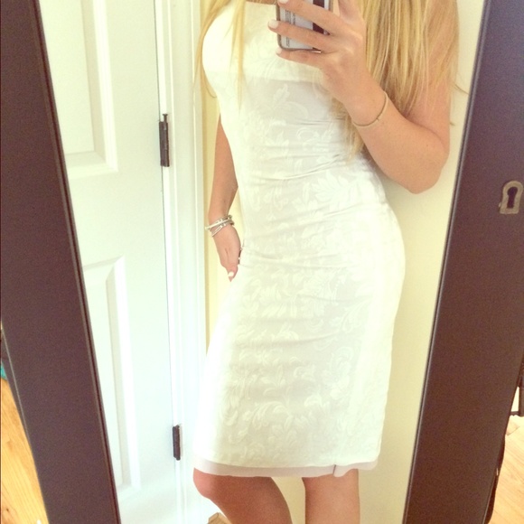 White tight floral dress from France