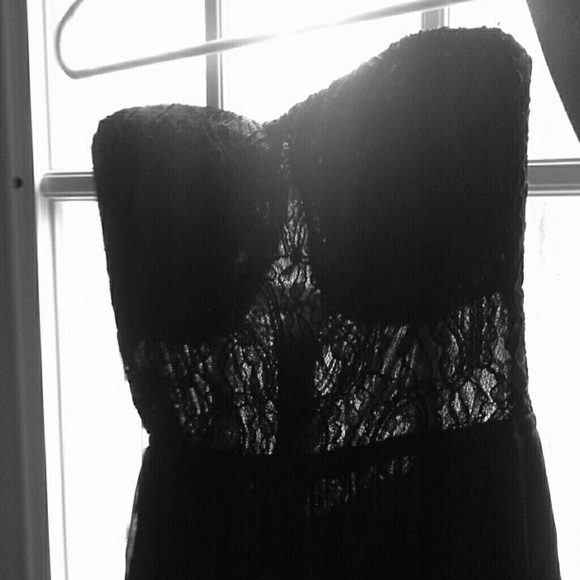 Black lace high low dress