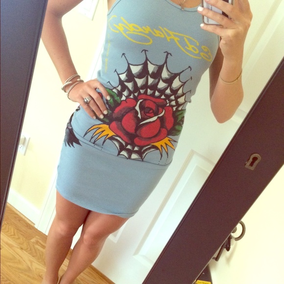 Ed hardy right light blue dress