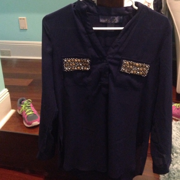 Francesca's Collection Navy Blue Long sleeve top