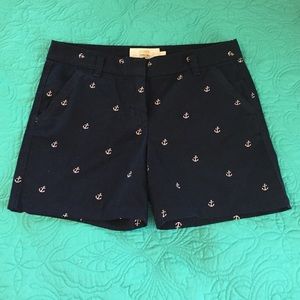J. Crew Chino Navy Anchor Shorts- Sz 8