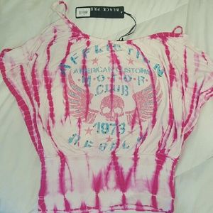 Affliction Tank Top Shirt NWT Tye Dye Pink