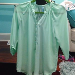 MINT GREEN DRESS SHIRT from Francesca's Collection