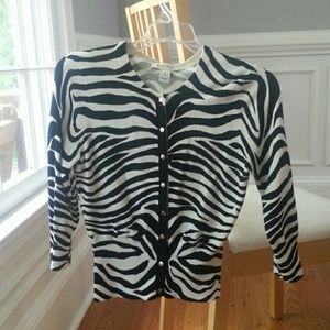 Zebra white house black market cardigan