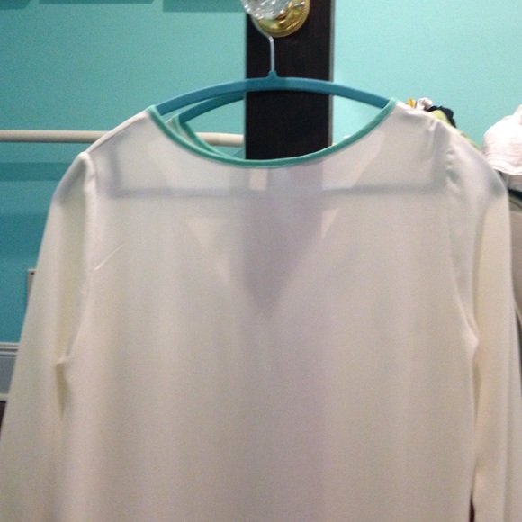 Cute White with Mint green lining dress shirt! - Picture 3 of 4