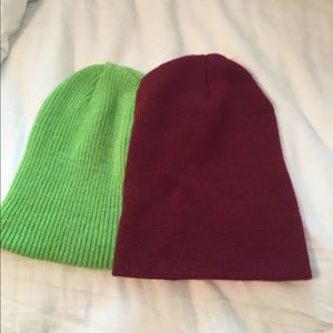 Green and Maroon Beanies