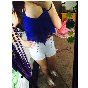 Cute blue lace crop top