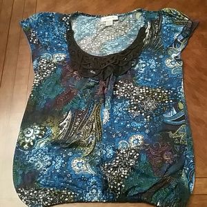 Blue paisley top