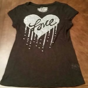 Short sleeve black shirt ,heart with love detail