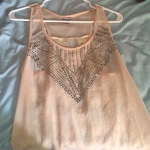 Sheer light pink tank top