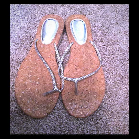 FREE - Express - Silver Metallic Flip Flops - EUC