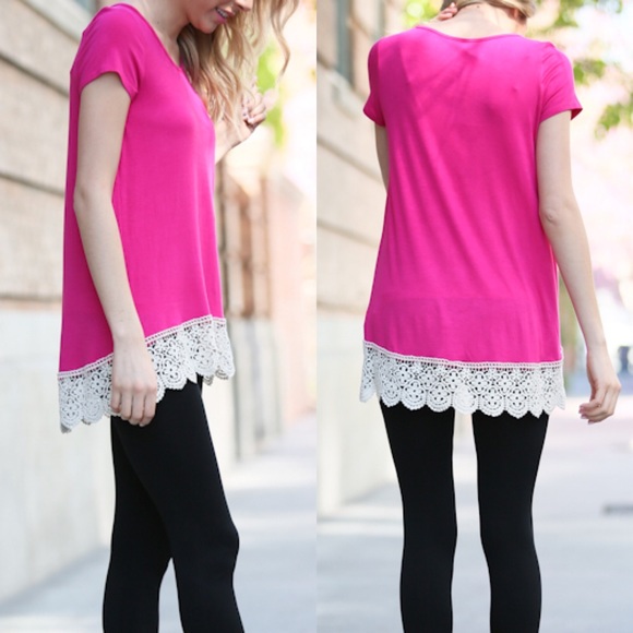 The MILLIE lace edge top - 2 colors - Picture 2 of 4