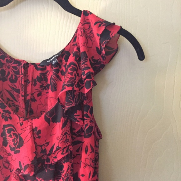 Express Sexy red and black floral blouse