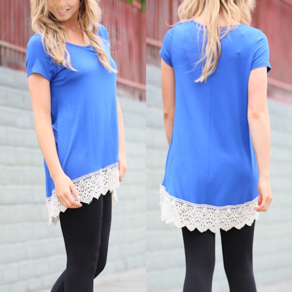 💠💠The MILLIE lace edge top - BLUE - Picture 2 of 4