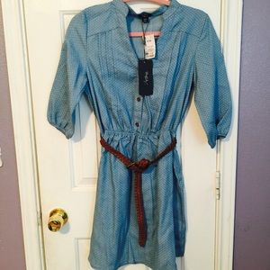 Polka dot dress with belt