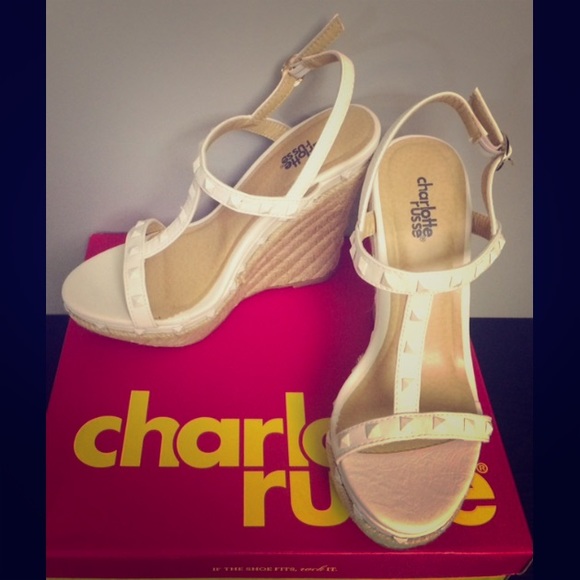 Brand new, Charlotte Russe white studded wedges. 7